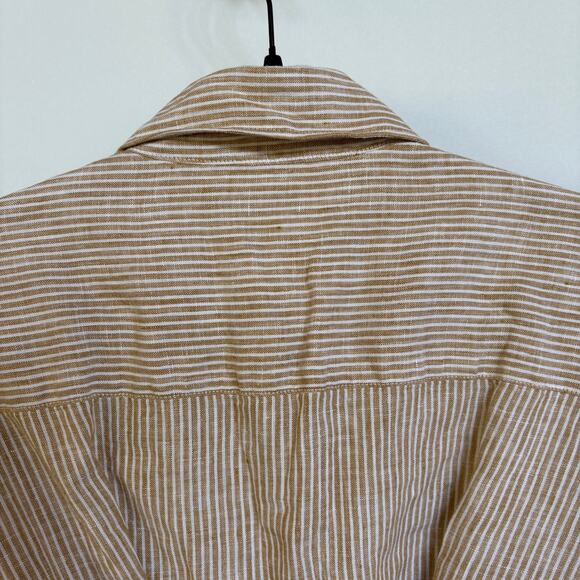 Faherty Striped Linen Beach Maxi Shirt Dress Button Down Vacation Oversized XS - Picture 5 of 9